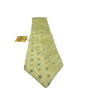 Fendi FF Logo Pattern Yellow Silk Twill Tie